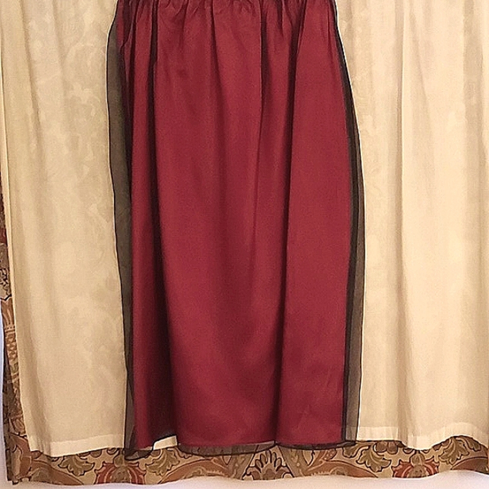 Floor Length Fuchsia  with Black overlay Tulle Skirt